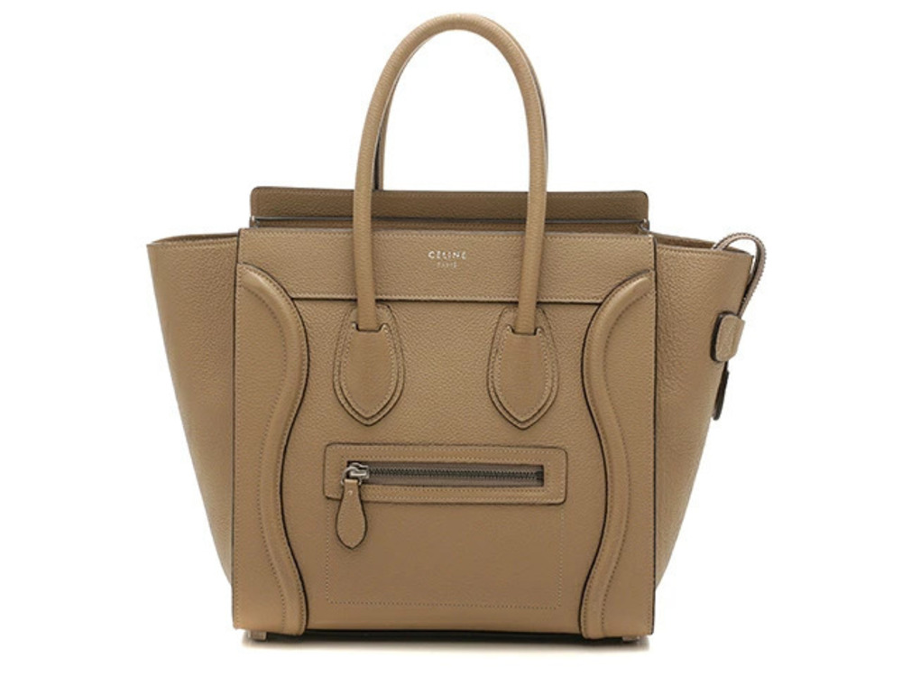Celine Luggage Tote Tote Bag Calfskin Dune Brown
